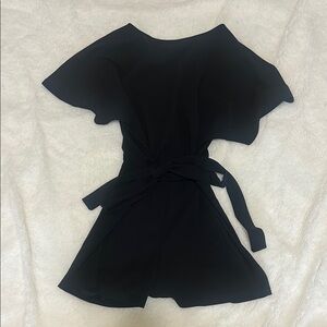 Elegant Black Romper with Tie Waist